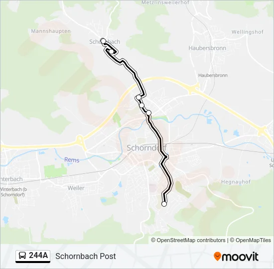 244A Bus Line Map