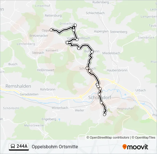 244A Bus Line Map