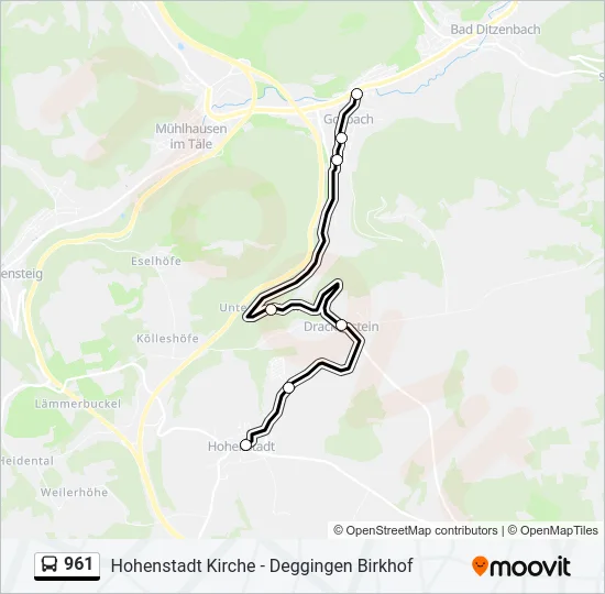 961 Bus Line Map