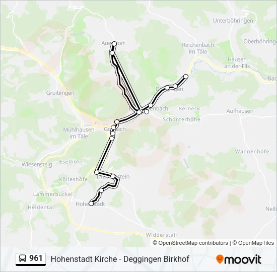 961 Bus Line Map