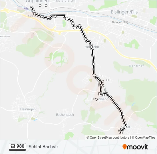 980 Bus Line Map