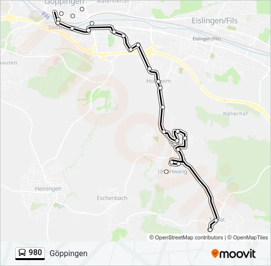 980 Bus Line Map