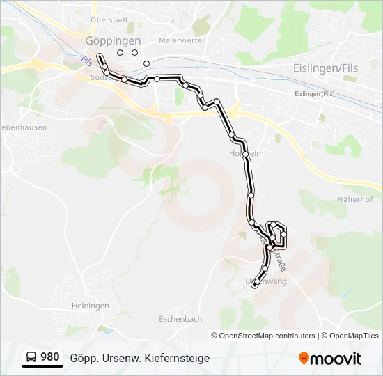 980 Bus Line Map