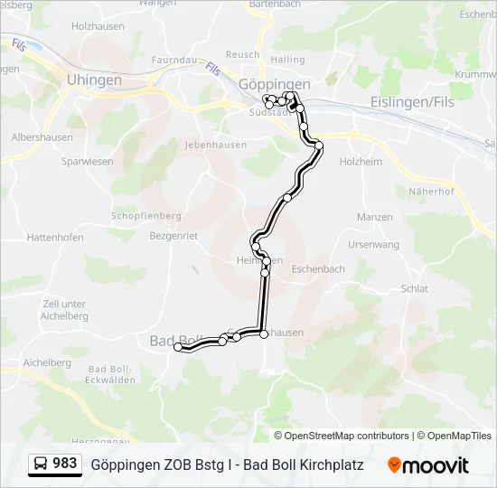 983 Bus Line Map