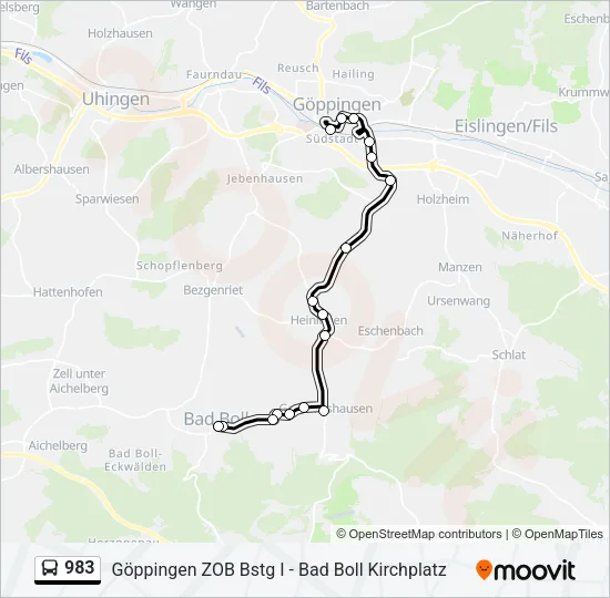 983 Bus Line Map