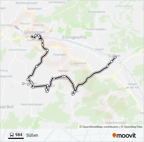 984 Bus Line Map