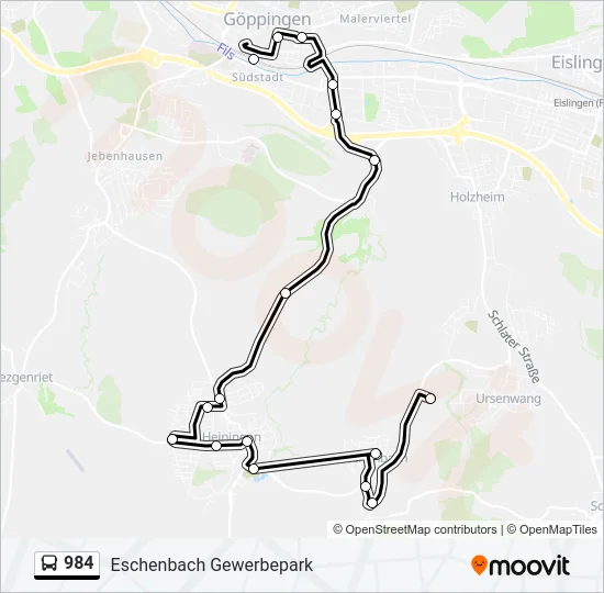 984 Bus Line Map