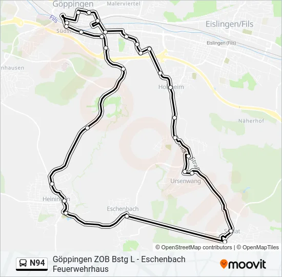 N94 Bus Line Map