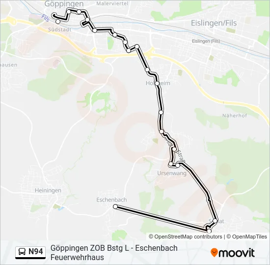 N94 Bus Line Map