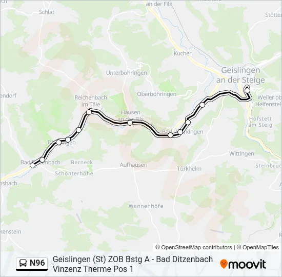 N96 Bus Line Map