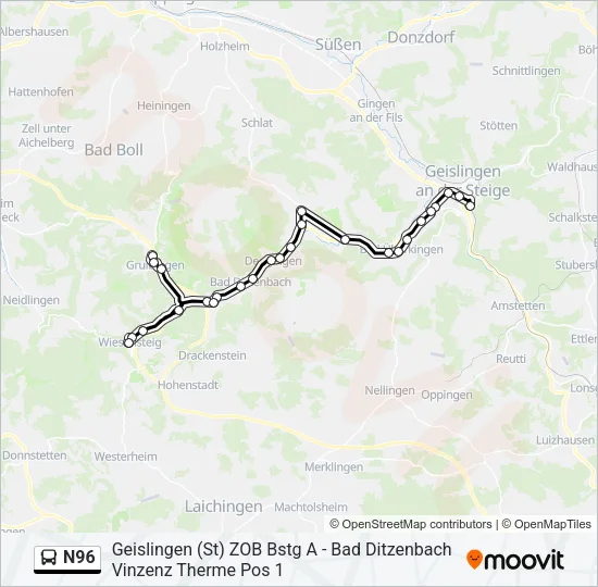 N96 Bus Line Map