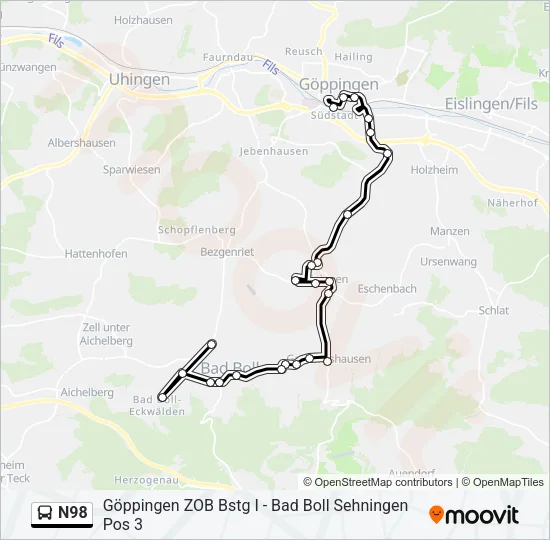 N98 Bus Line Map