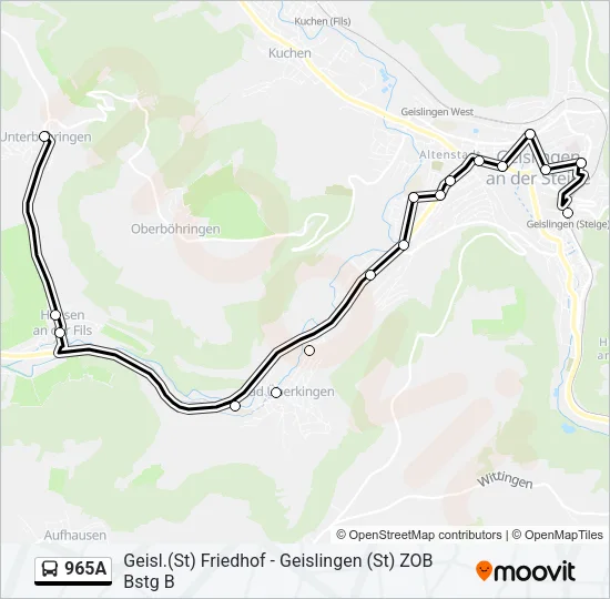 965A Bus Line Map