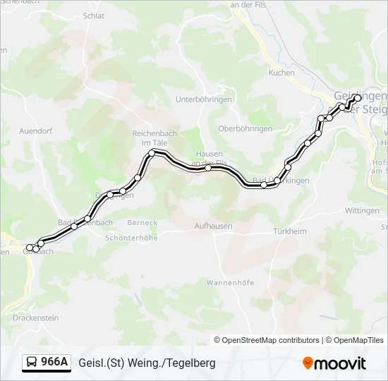 966A Bus Line Map