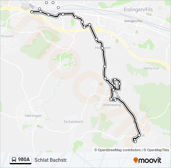 980A bus Line Map