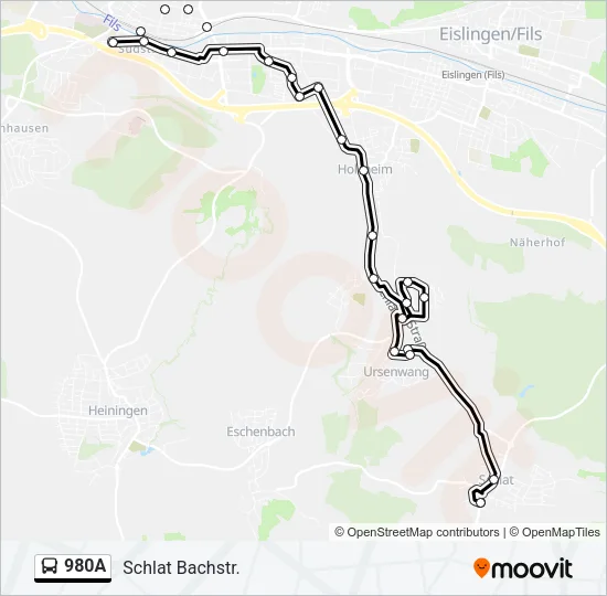 980A Bus Line Map