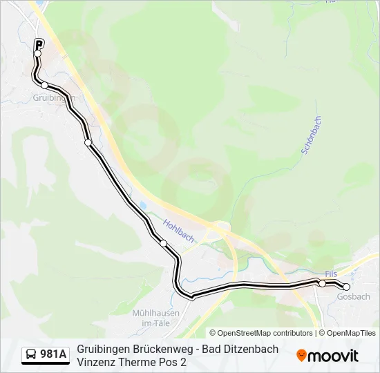 981A Bus Line Map