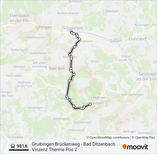 981A Bus Line Map