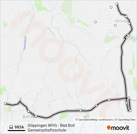 983A Bus Line Map