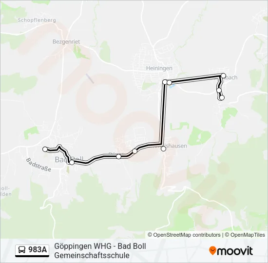 983A Bus Line Map