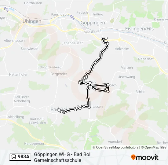 983A Bus Line Map