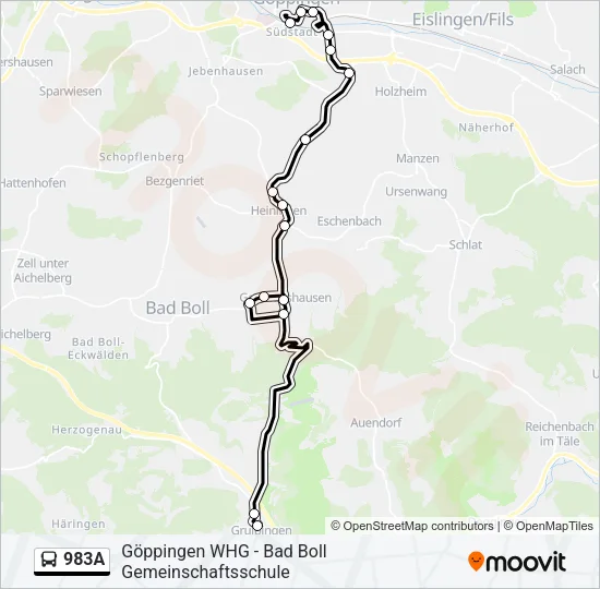 983A Bus Line Map