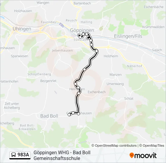 983A Bus Line Map