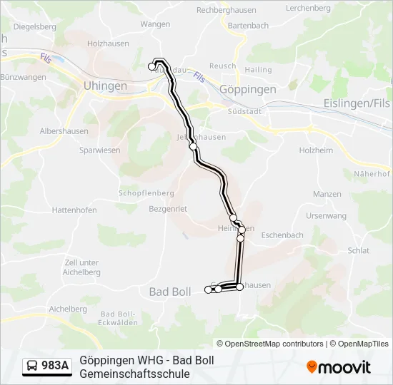 983A Bus Line Map