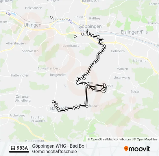 983A Bus Line Map