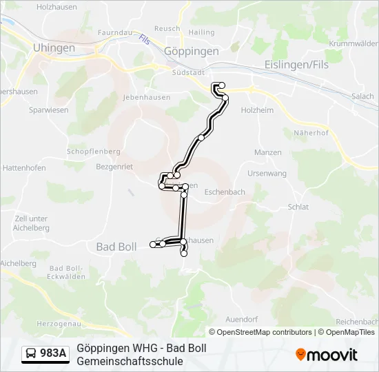 983A Bus Line Map