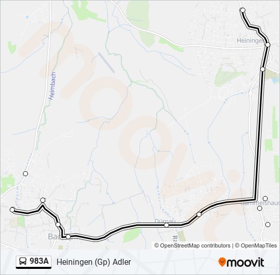 Buslinie 983A Karte