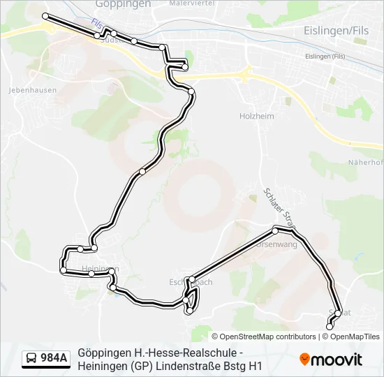 984A Bus Line Map