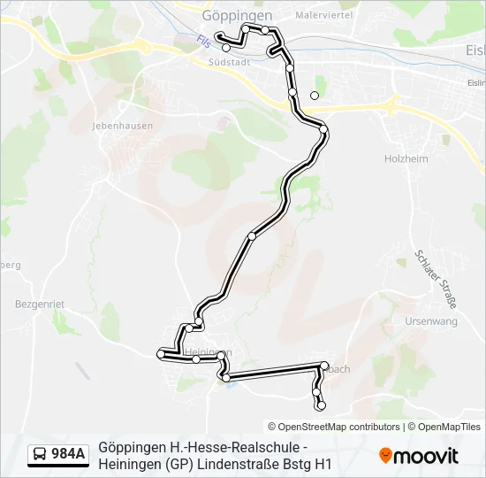 984A Bus Line Map