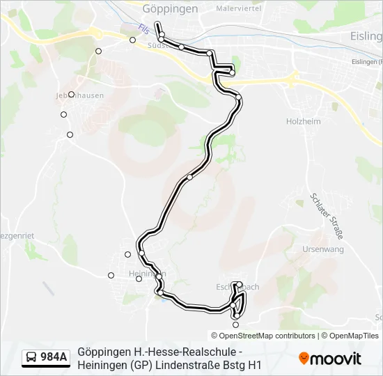 984A Bus Line Map