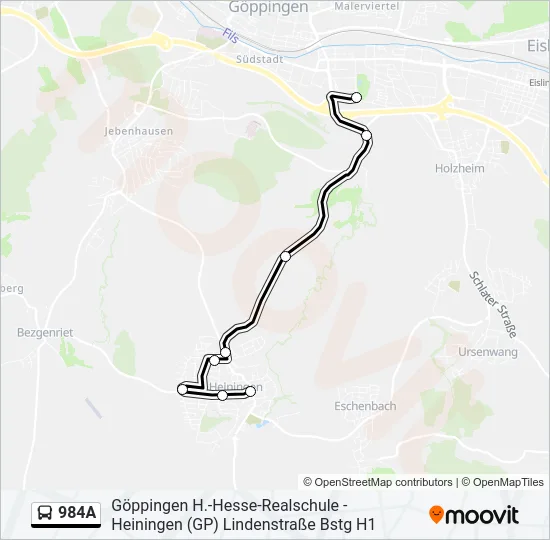 984A Bus Line Map