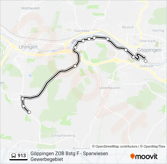 913 Bus Line Map