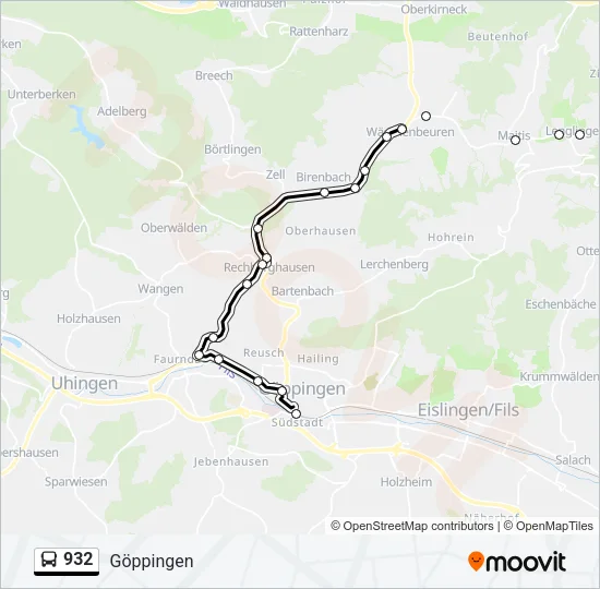 932 Bus Line Map