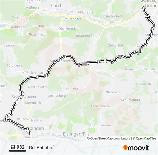 932 Bus Line Map