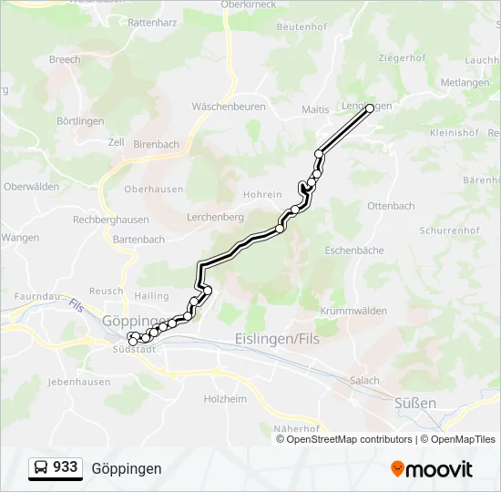 933 Bus Line Map
