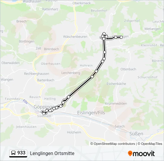 933 Bus Line Map