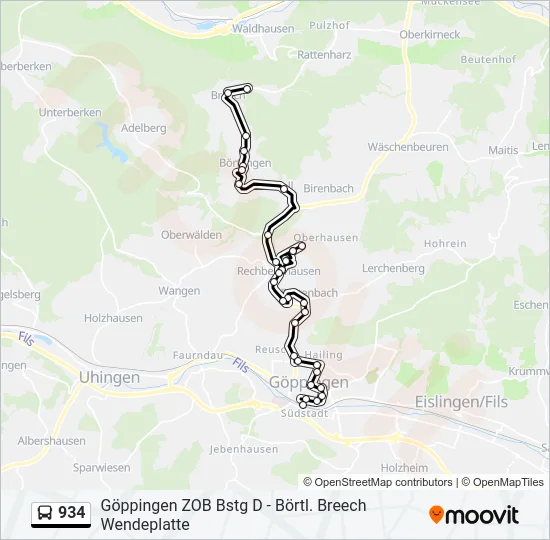 934 Bus Line Map