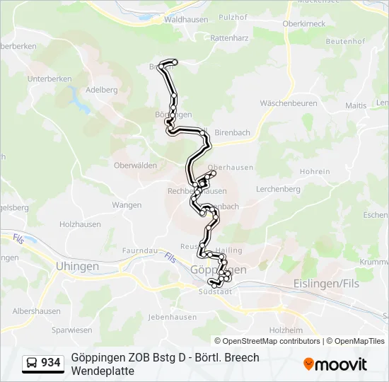 934 Bus Line Map