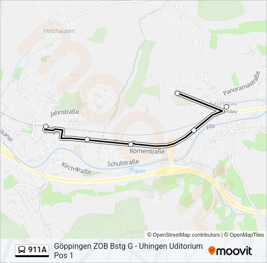 Автобус 911A: карта маршрута