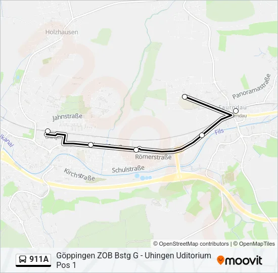 911A Bus Line Map