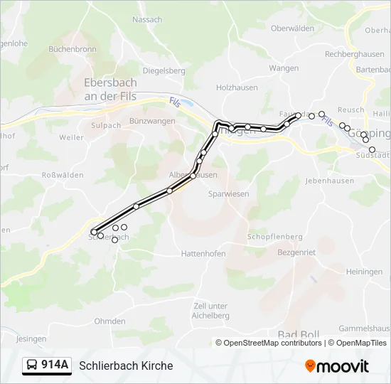 914A Bus Line Map