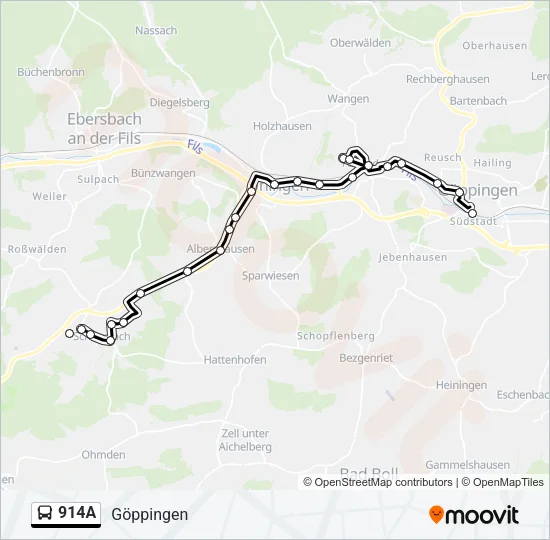 914A Bus Line Map