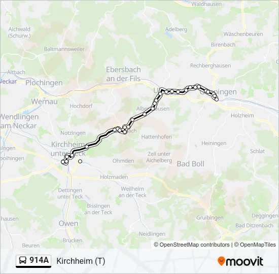 914A Bus Line Map
