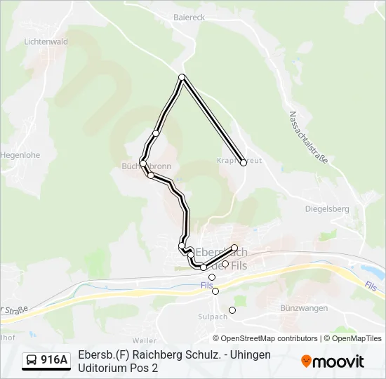 916A Bus Line Map