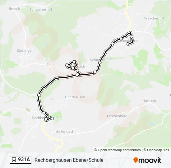 931A Bus Line Map