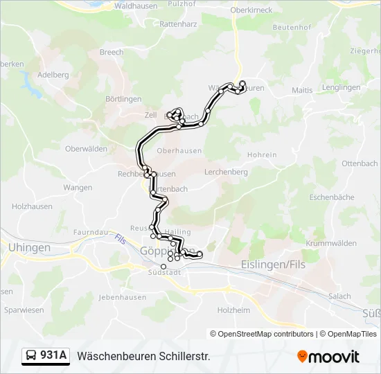 931A Bus Line Map